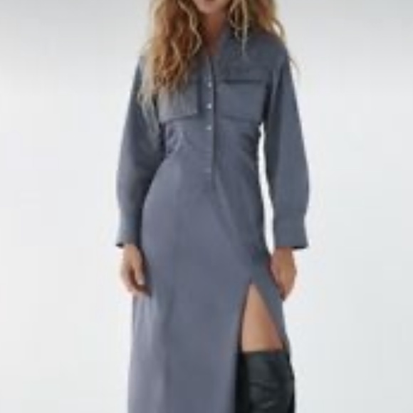 ZARA Pocket dress with Slit, M, NWT - Picture 1 of 8